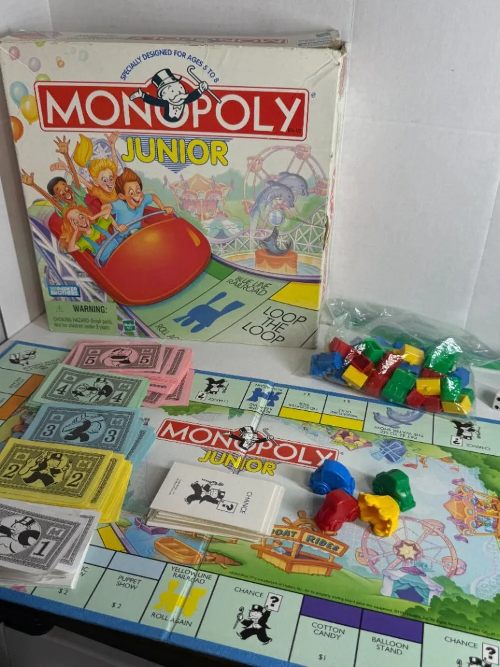 Parker Brothers Monopoly Junior Carnival Complete Board Game 1999 Vintage Roller